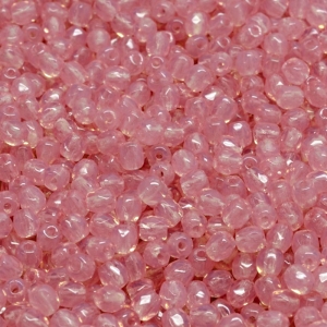 100pcs Czech Fire Polished Faceted Glass Beads Round 3mm Pink Opal